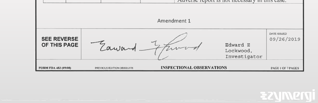 Edward E. Lockwood FDA Investigator