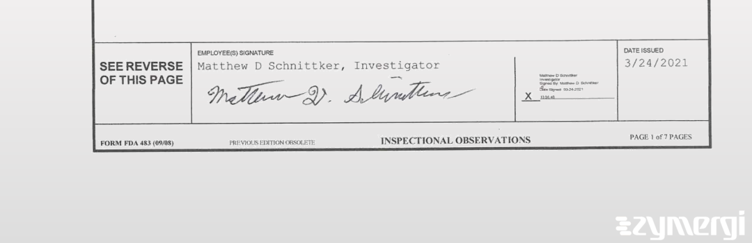 Matthew D. Schnittker FDA Investigator