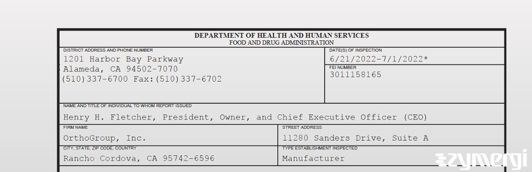 FDANews 483 OrthoGroup, Inc. Jul 1 2022 top