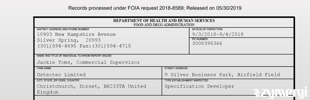 FDANews 483 Osteotec Limited Sep 4 2018 top