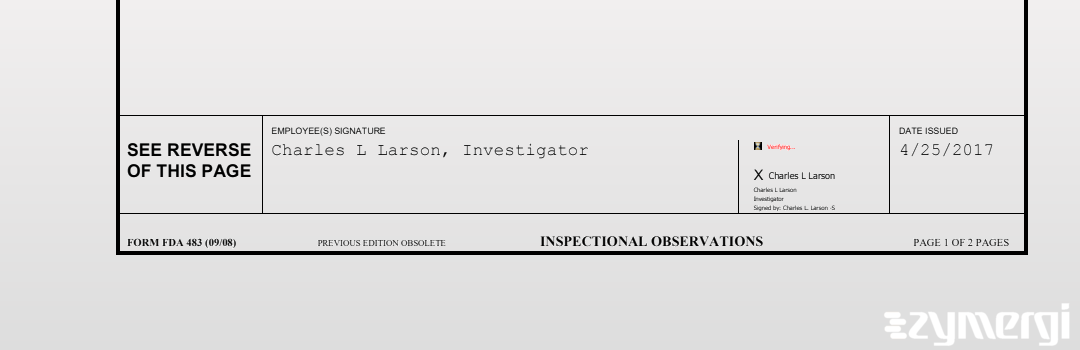 Charles L. Larson FDA Investigator 