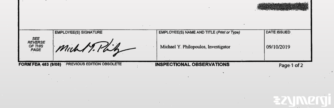 Constantin Y. Philopoulos FDA Investigator