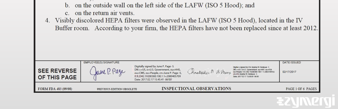 June P. Page FDA Investigator Christopher N. Dedeaux FDA Investigator 