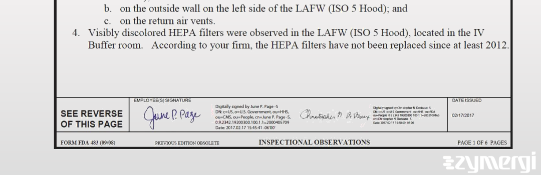 June P. Page FDA Investigator Christopher N. Dedeaux FDA Investigator