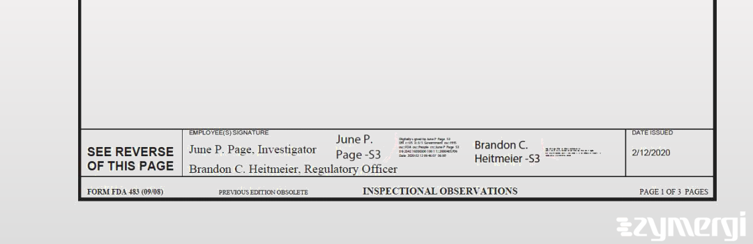 June P. Page FDA Investigator Brandon C. Heitmeier FDA Investigator 