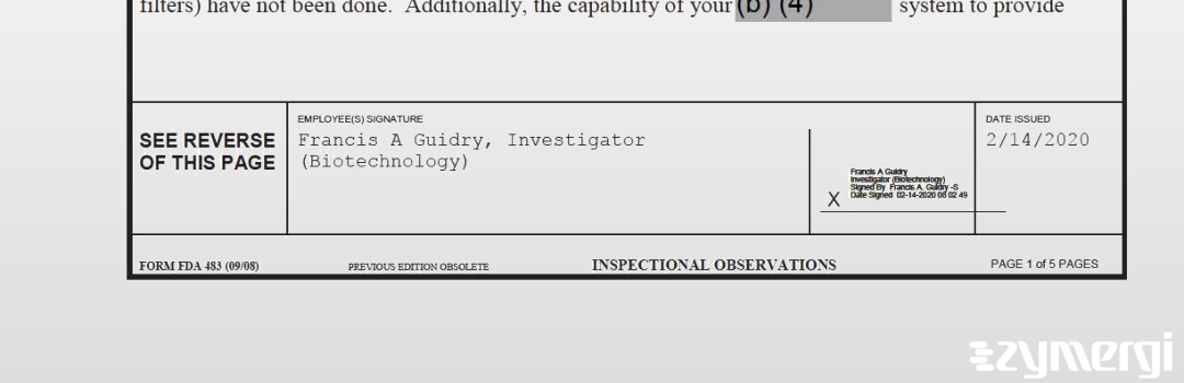 Francis A. Guidry FDA Investigator 