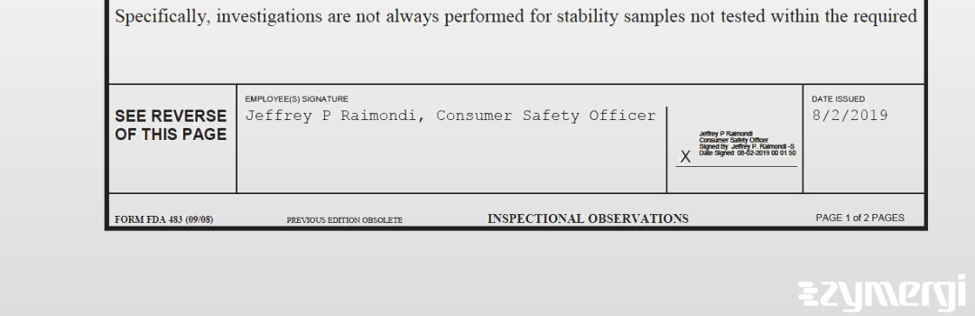 Jeffrey P. Raimondi FDA Investigator 