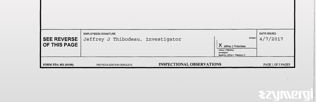 Jeffrey J. Thibodeau FDA Investigator 