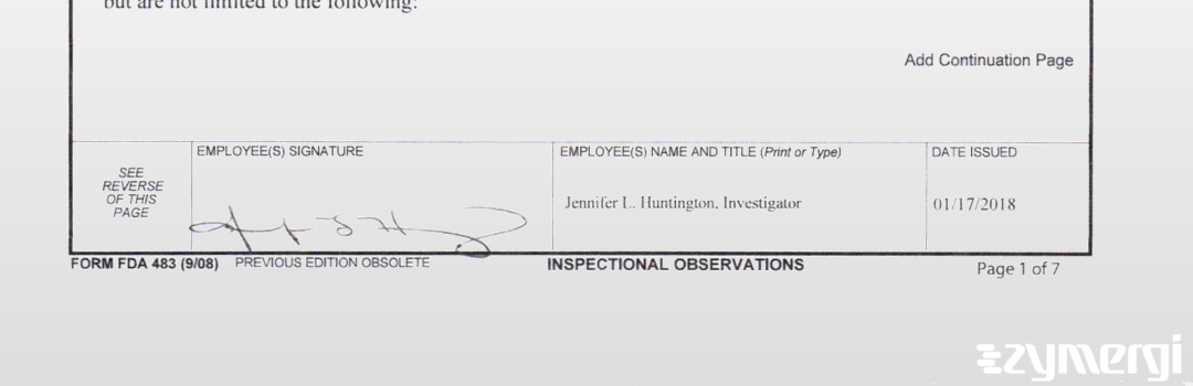Jennifer L. Huntington FDA Investigator