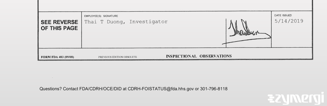 Thai T. Duong FDA Investigator