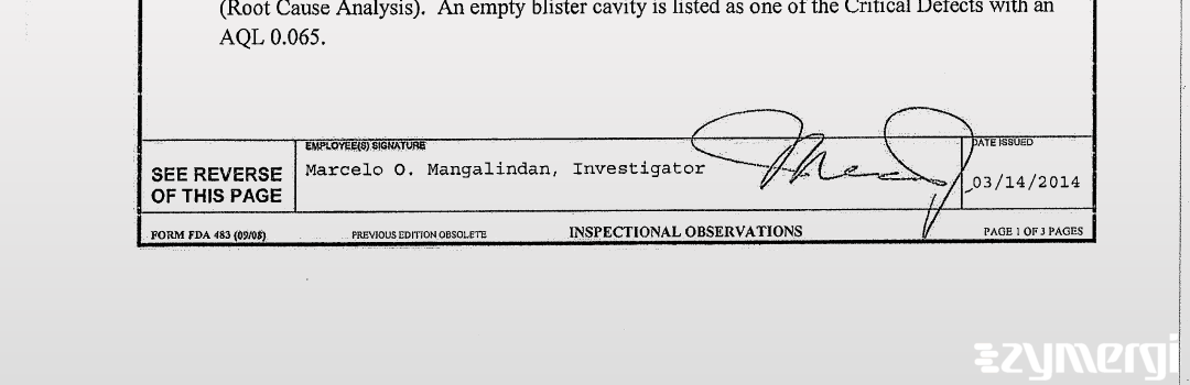 Marcelo O. Mangalindan FDA Investigator