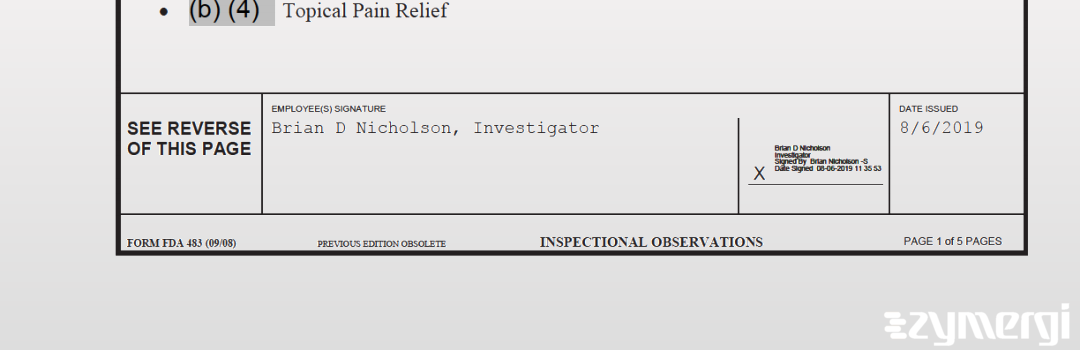 Brian D. Nicholson FDA Investigator 