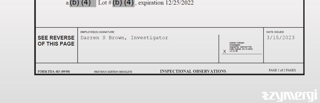 Darren S. Brown FDA Investigator