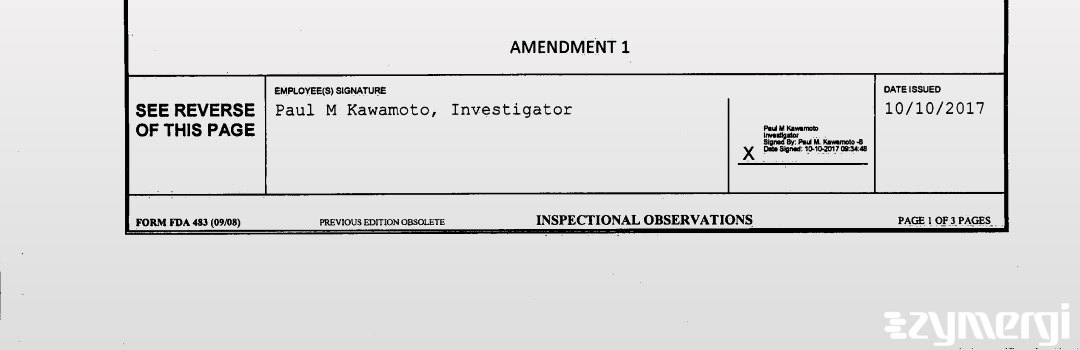 Paul M. Kawamoto FDA Investigator 