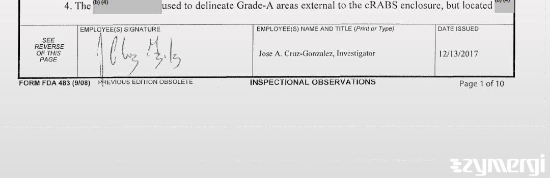 Jose A. Cruz Gonzalez FDA Investigator Cruz Gonzalez, Jose A FDA Investigator 