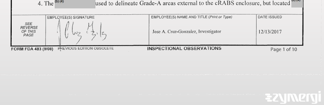 Jose A. Cruz Gonzalez FDA Investigator Cruz Gonzalez, Jose A FDA Investigator