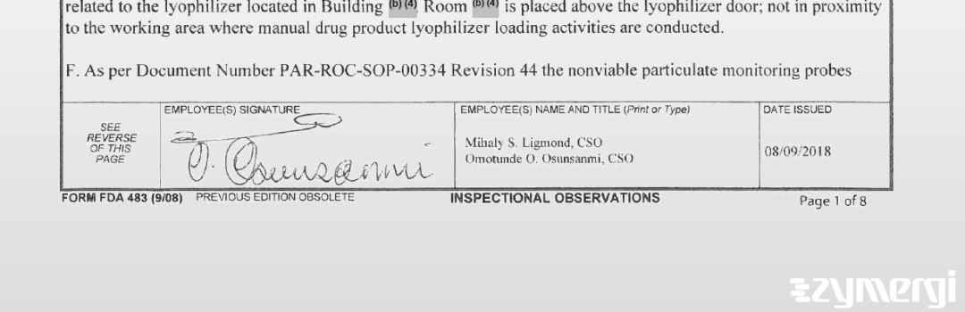 Omotunde O. Osunsanmi FDA Investigator Mihaly S. Ligmond FDA Investigator
