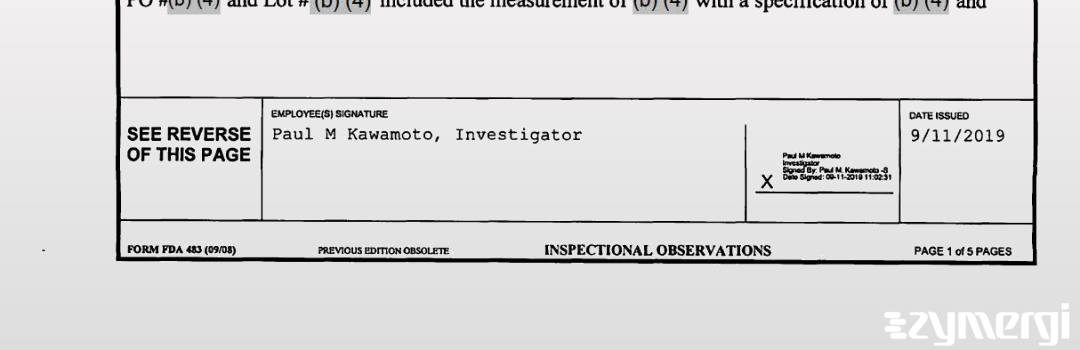 Paul M. Kawamoto FDA Investigator