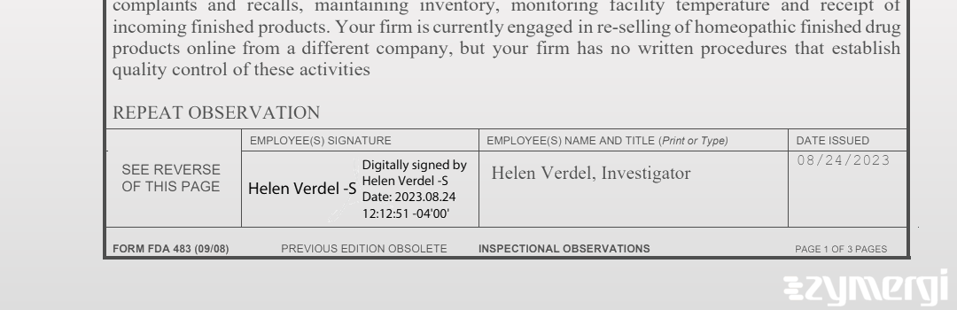 Helen Verdel FDA Investigator