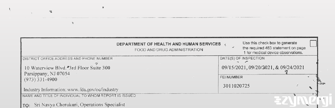 FDANews 483 Paramesh Banerji Life Sciences, LLC Sep 24 2021 top