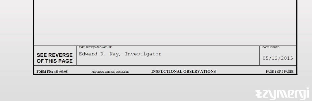 Edward R. Kay FDA Investigator 