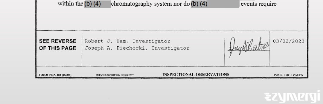 Robert J. Ham FDA Investigator Joseph A. Piechocki FDA Investigator 