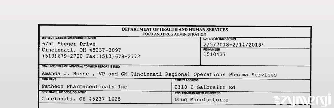 FDANews 483 Patheon Pharmaceuticals Inc. Feb 14 2018 top