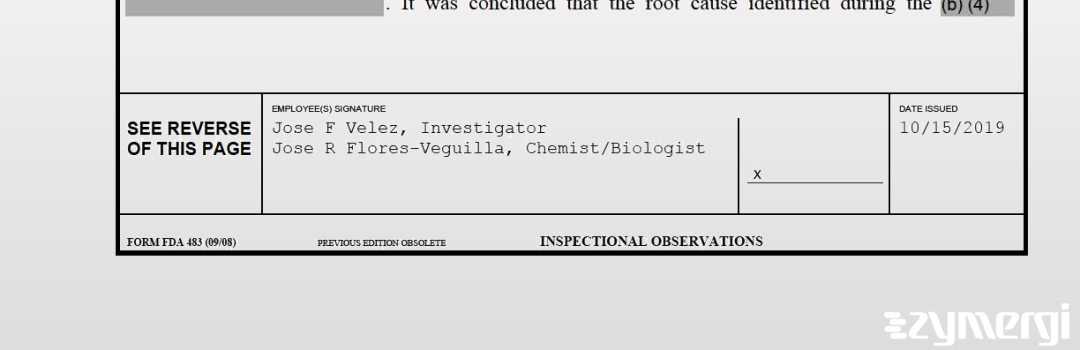 Jose F. Velez FDA Investigator Jose R. Flores-Veguilla FDA Investigator 