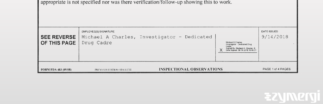 Michael A. Charles FDA Investigator 