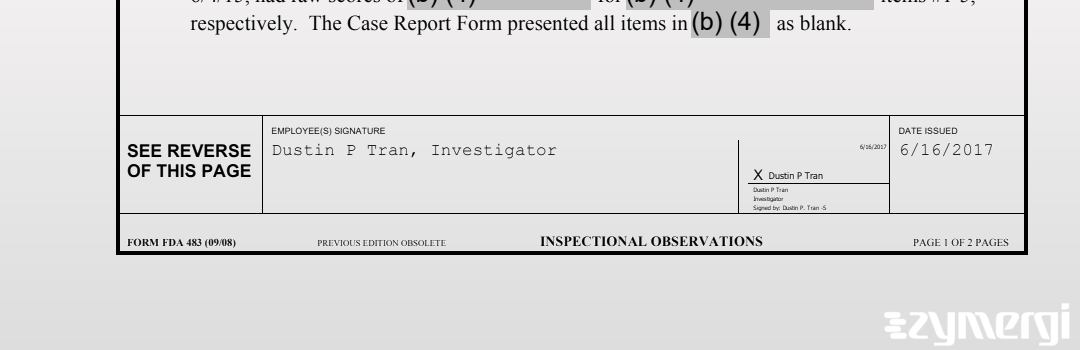 Dustin P. Tran FDA Investigator 