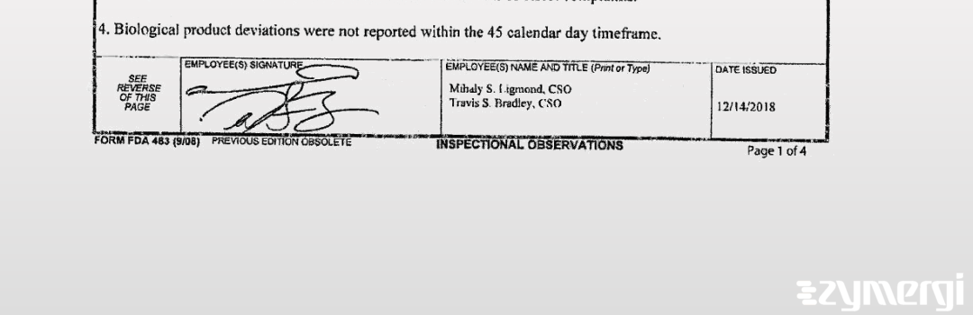Travis S. Bradley FDA Investigator Mihaly S. Ligmond FDA Investigator