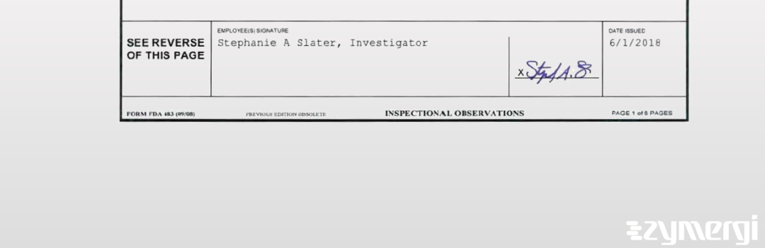 Stephanie A. Slater FDA Investigator 