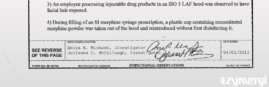 Julianne C. McCullough FDA Investigator Anita R. Michael FDA Investigator 