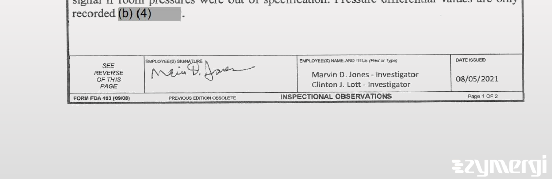 Clinton J. Lott FDA Investigator Marvin D. Jones FDA Investigator 