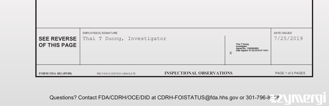 Thai T. Duong FDA Investigator