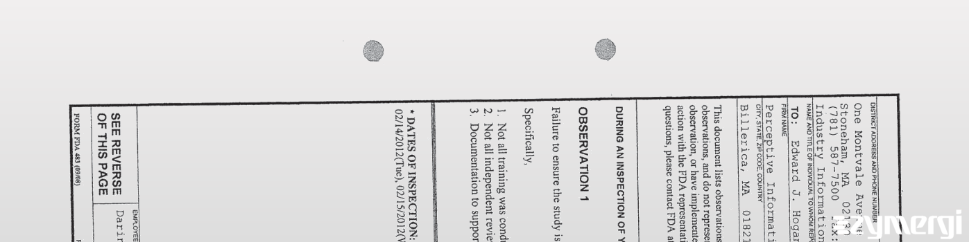 FDANews 483 Perceptive Informatics, Inc. Feb 23 2012 top