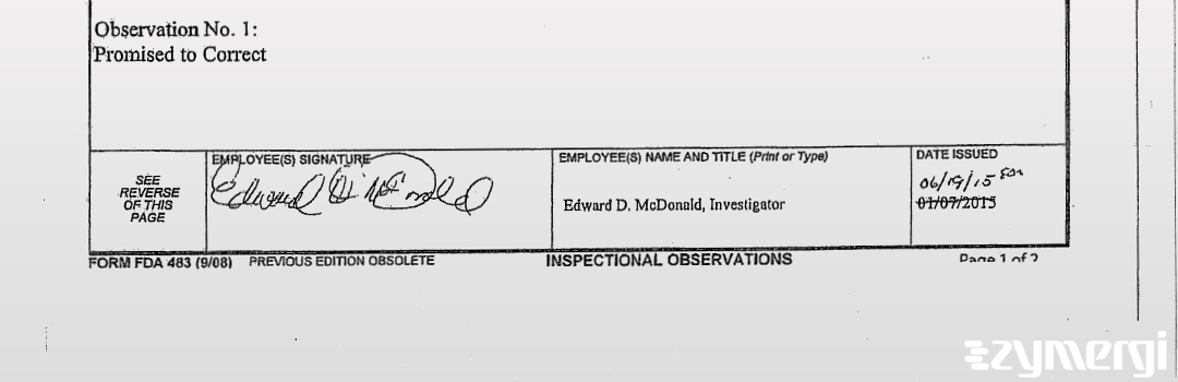 Edward D. McDonald FDA Investigator