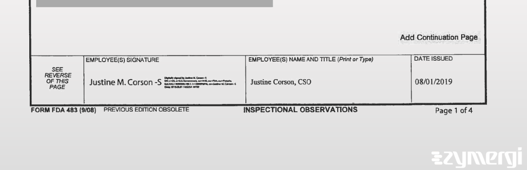 Justine M. Corson FDA Consumer Safety Officer