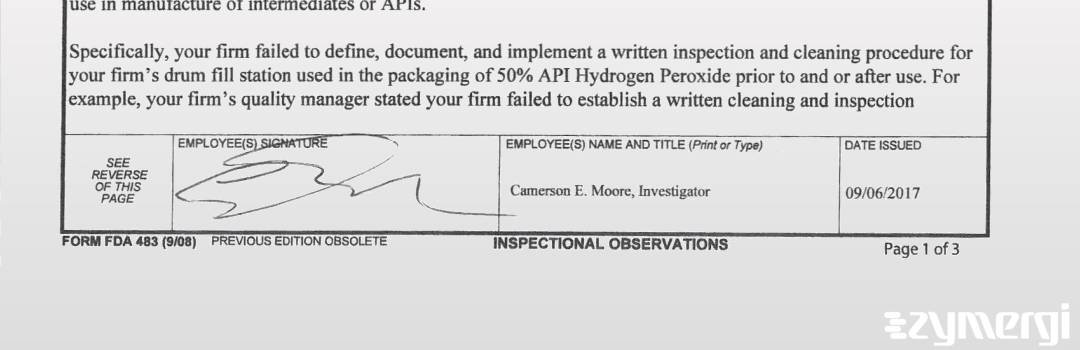 Camerson E. Moore FDA Investigator 