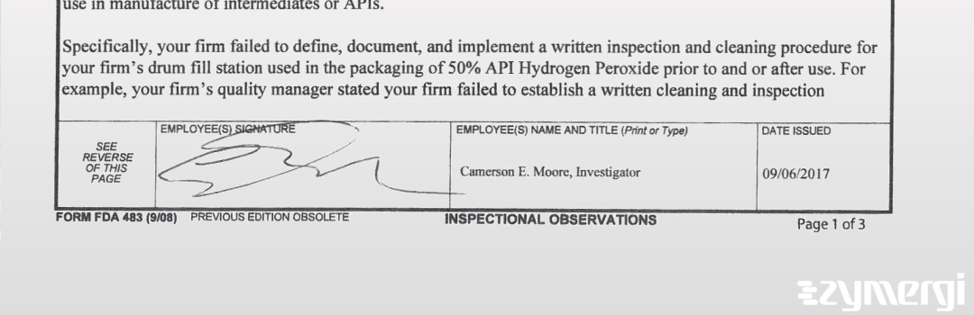 Camerson E. Moore FDA Investigator