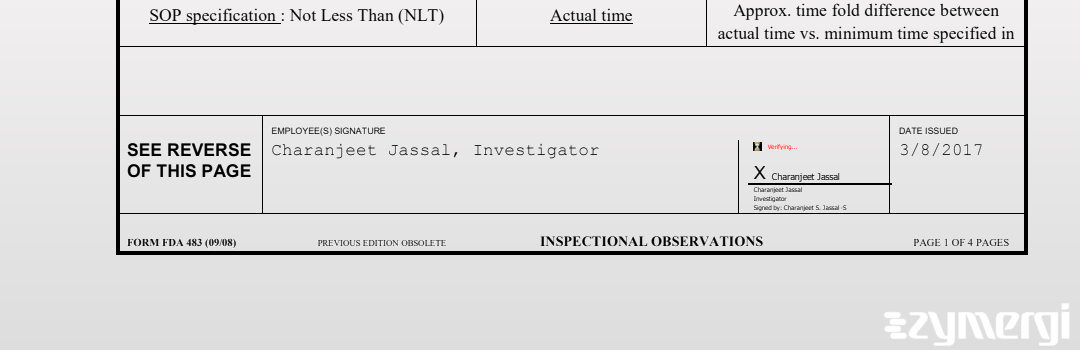 Charanjeet Jassal FDA Investigator 