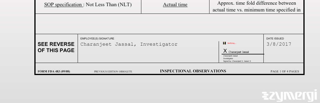 Charanjeet Jassal FDA Investigator