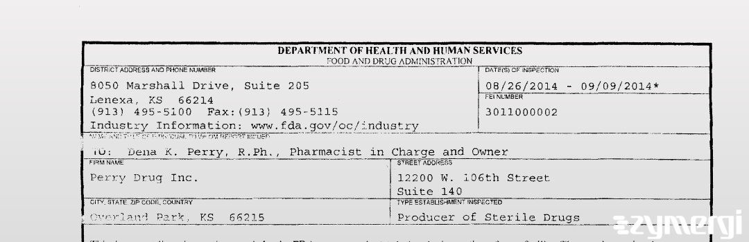 FDANews 483 Perry Drug Inc. Sep 9 2014 top