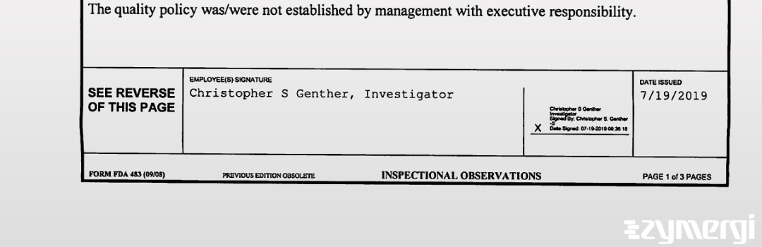 Christopher S. Genther FDA Investigator