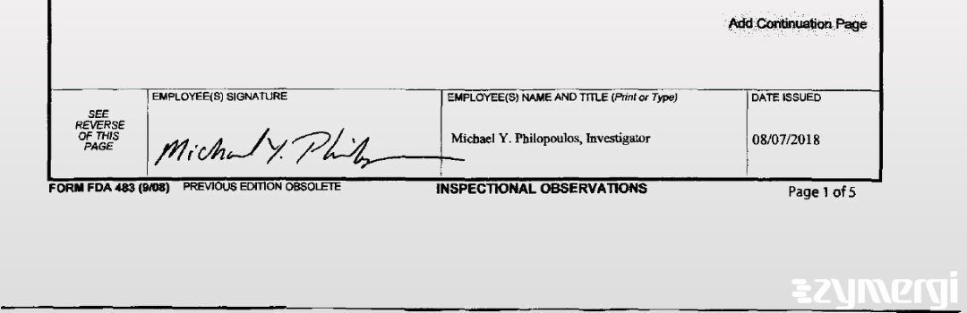 Constantin Y. Philopoulos FDA Investigator 