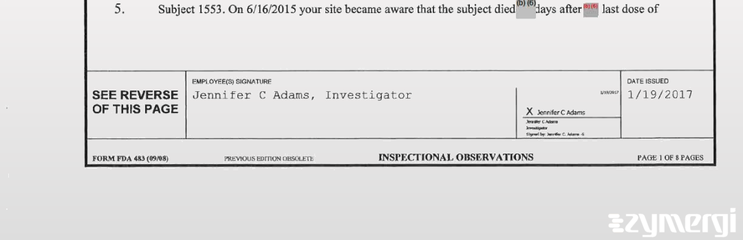 Jennifer C. Adams FDA Investigator 