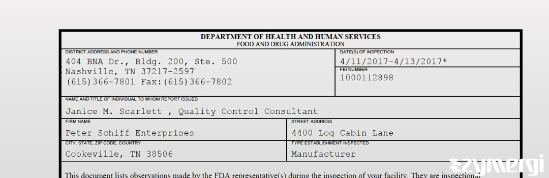 FDANews 483 Peter Schiff Enterprises Apr 13 2017 top