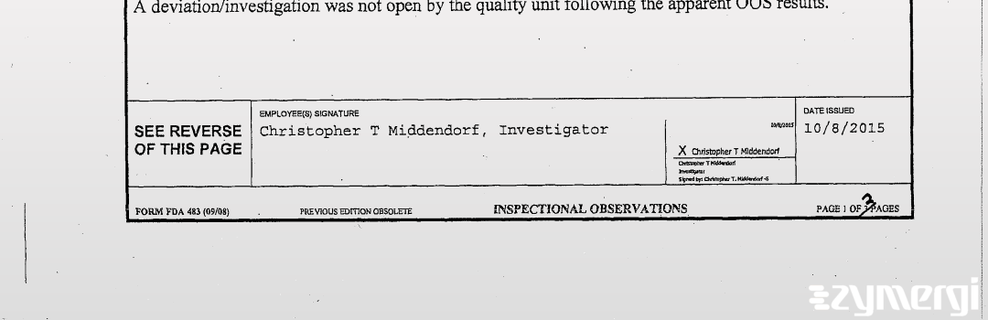 Christopher T. Middendorf FDA Investigator 