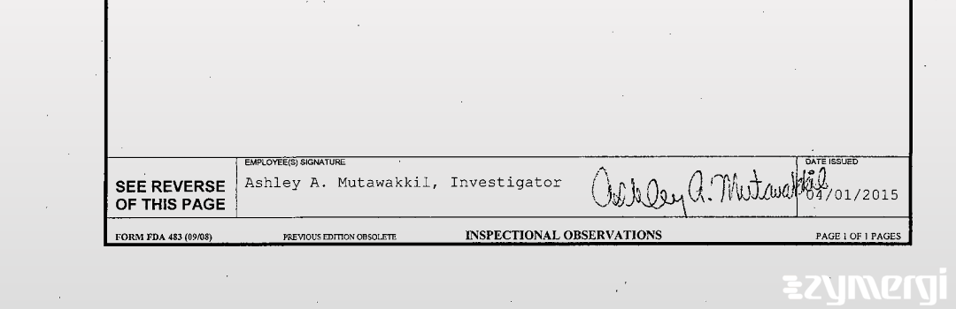 Ashley A. Mutawakkil FDA Investigator 