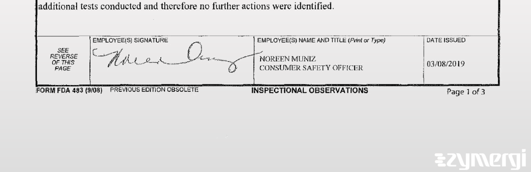 Noreen Muniz FDA Investigator 